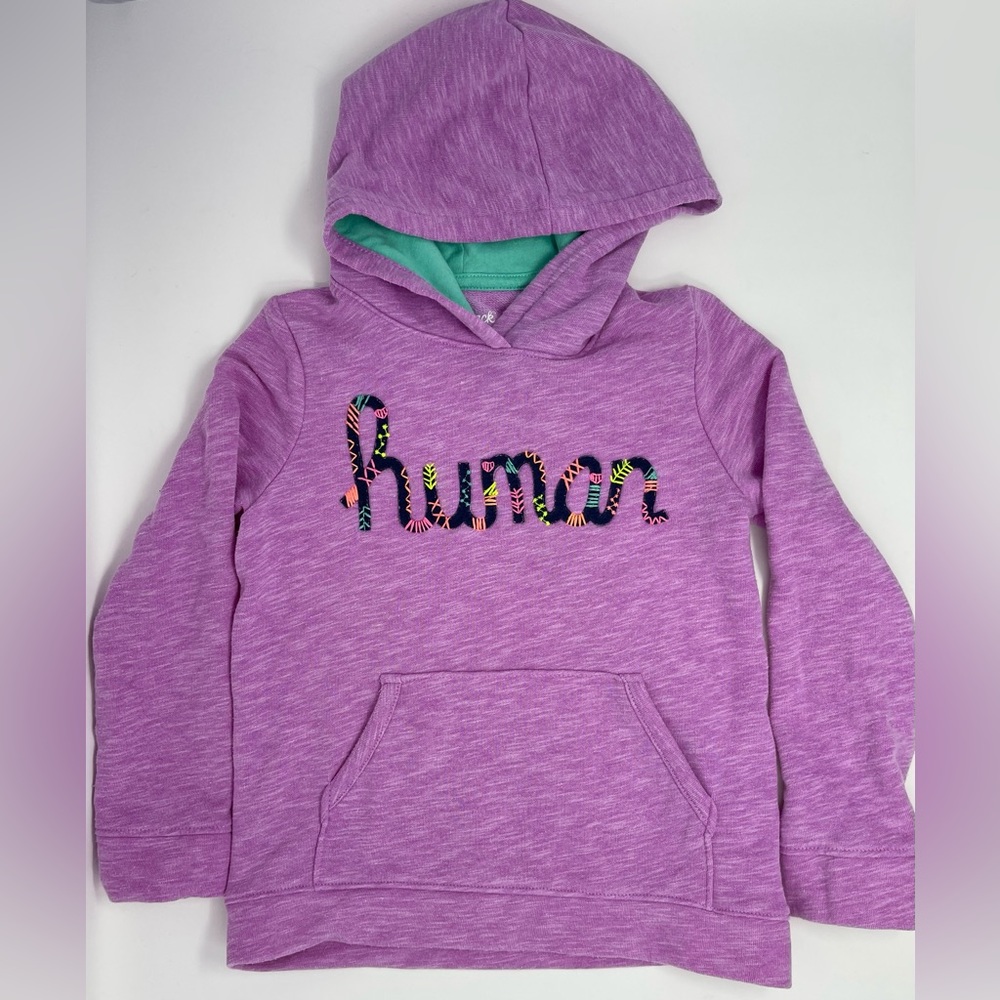 CAT & JACK: Purple, Hoodie “Human” Sweatshirt, Size 5T